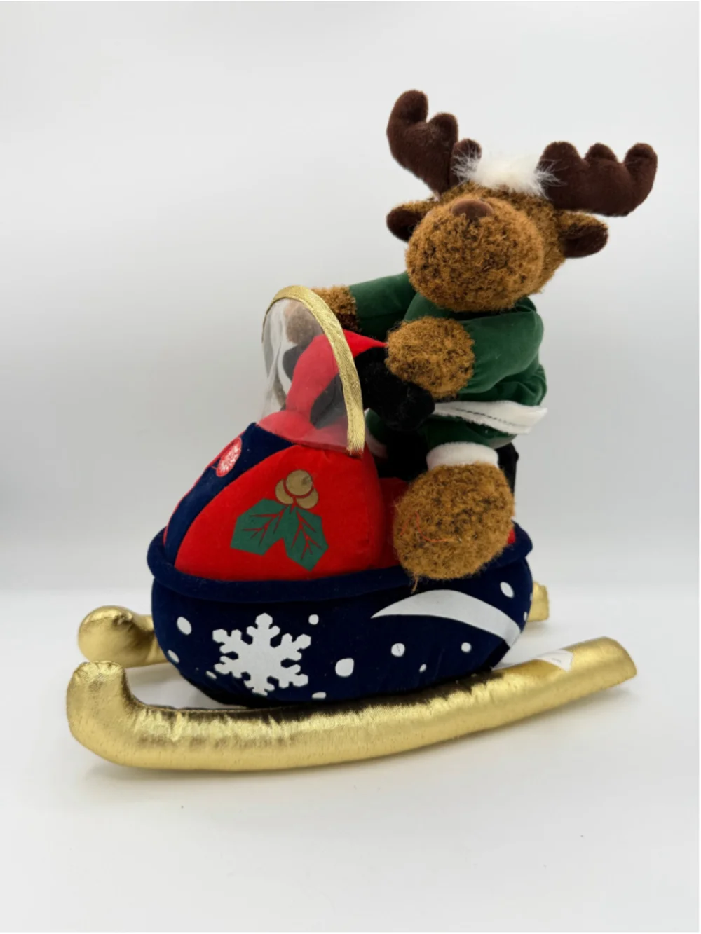 Dan Dee Main Joy Musical Christmas Moose Snowmobile Animated Shakes Sings